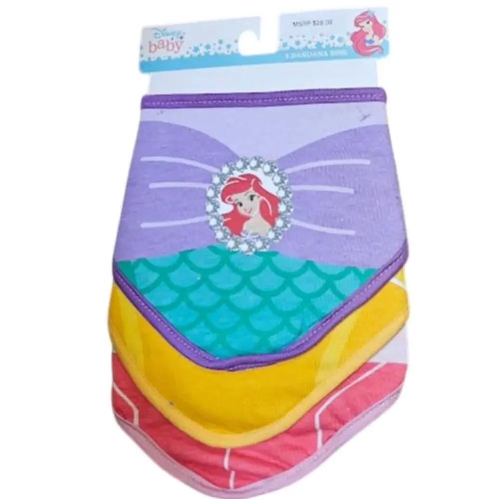 Happy Threads Disney Princess Bandana Bibs, Pack of 3 0-12 month  NWT